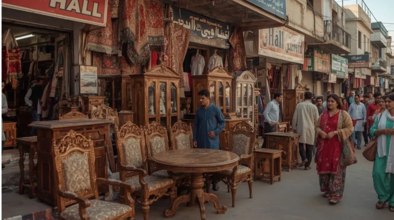 Hall Road furniture market Lahore shopping area